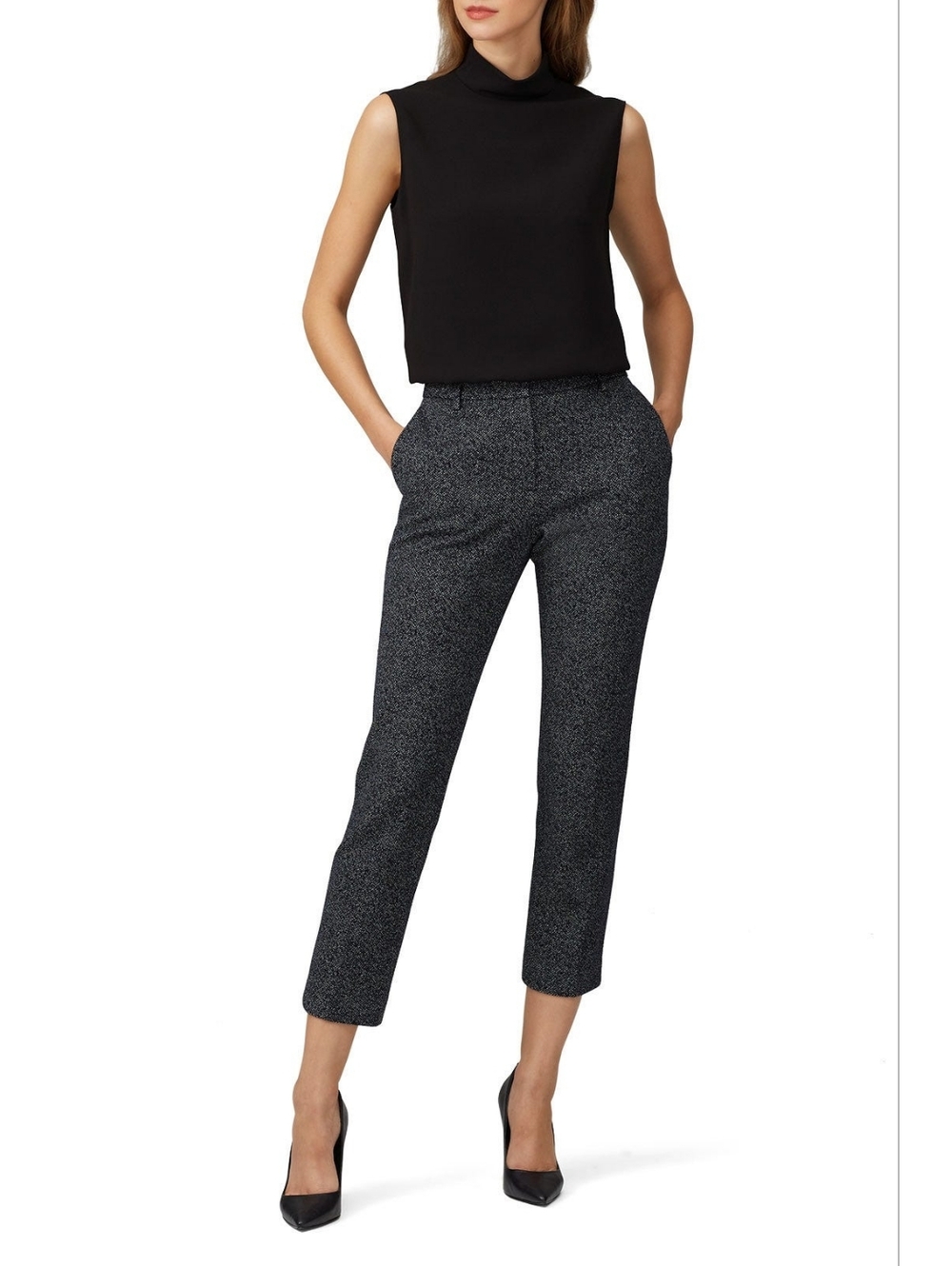 NWT THEORY Tailor Trouser C in Navy Speckle Knit Wool Crop Pants 12 $345